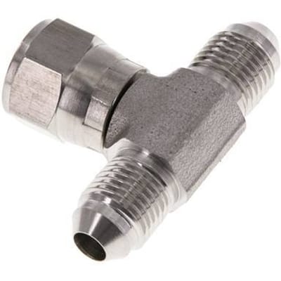 JIC T-koppeling UNF 1/2''-20 buitendraad RVS 350 bar (4917.5psi)
