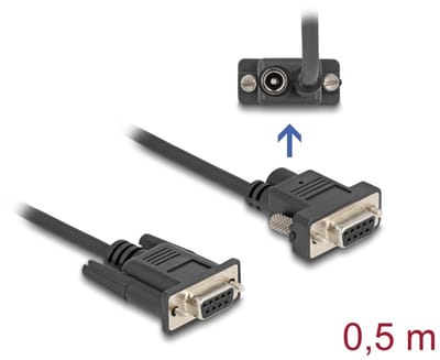 Delock Serial Cable RS-232 D-Sub9 female to D-Sub9 female Power Connection at Pin 9 0.5 m