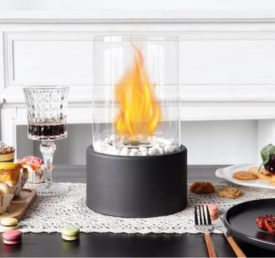 Tafelhaard tafel open haard ronde vuurschaal pot draagbare bio-ethanol zonder ventilatie voor tafel thuis keuken woonkamer tuin Tafelhaard