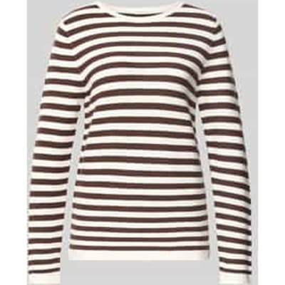 Tom Tailor - Gebreide trui van katoen - Maat XXL - java brown stripe
