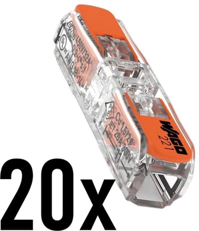 20 st. WAGO Doorvoerconnector | Verbindingsklem 1-Voudig | voor 0,2-4 MM² draad | Origineel WAGO | Lasklem