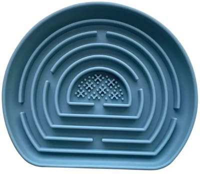 Rieba® Voerbak Hond - Likmat Hond – 20x19cm - Flexibele Silicone Hondenlikmat - Slowfeeder Hond – Anti Schrok Voerbak – Silicone Zuignappen – Pastel Blauw