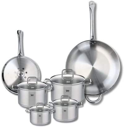Set van 2 Bakpannen 24 en 32 cm en 4 Kookpotten 12, 14, 16 en 20 cm Elo Profi Citrin