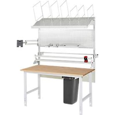 Rau verpakkingstafelsysteem 06 Werktafel serie Tom, B 2000 x D 1000 x H 760-1080 mm, massief beukenhouten blad, tot 500 kg