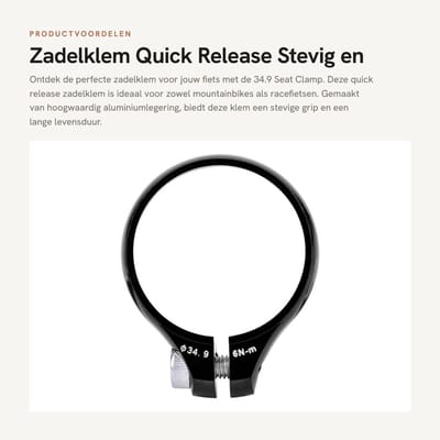 Dailygoods- Zadelklem Aluminium Legering - Snelsluiting - Zadelstrop