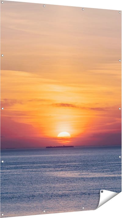 Gards Tuinposter Zonsondergang in de Noordzee - 120x180 cm - Tuindoek - Tuindecoratie - Wanddecoratie buiten - Tuinschilderij