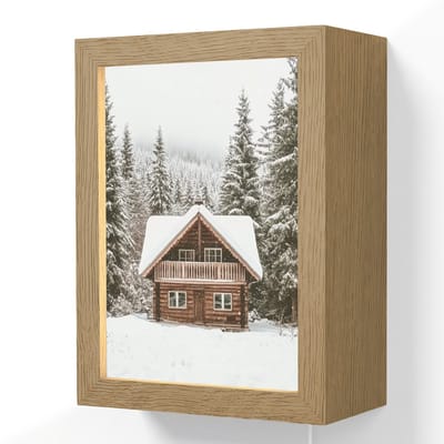 Wandlamp 15x20 cm - Oplaadbaar - Huis - Bos - Winter - Natuur - Sneeuw - Wandlampen binnen woonkamer - Slaapkamer lamp met kabel - Decoratieve nachtlamp - Vloerlamp snoer