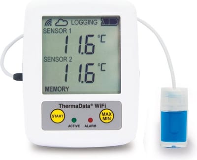 ETI - Wi-FI Medicijnkoelkast Thermometer - Pharmacie Temperatuurlogger - Max/Min - Email Alarmen - 1 externe voeler en 1 interne voelers