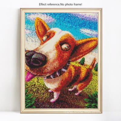 Diamant mosaïque vente animaux diamant peinture pleine ronde arrivée chiens strass photos 20X30 blue