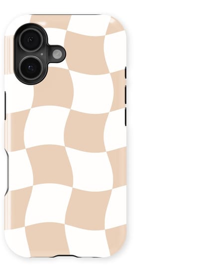 Checkered Warp Hoesje geschikt voor iPhone 17 | Geschikt Voor Mag | Uniek Design Hoesje | Beschermhoes geschikt voor iPhone 17 Linen Grid