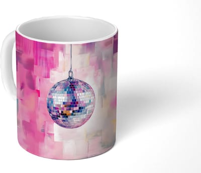 Mok - Koffiemok - Discobal - Pink - Verf - Mokken - 350 ML - Beker - Koffiemokken - Theemok
