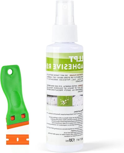 Lijmverwijderaar en etikettenverwijderingsspray 130 ml met kunststof schraper voor stickers, teer en vet