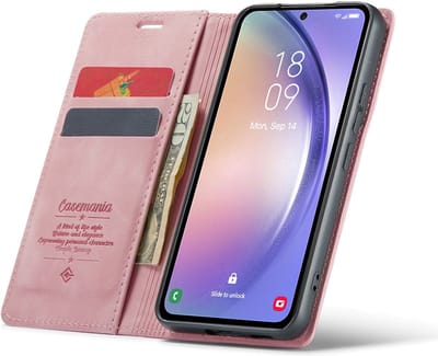 CaseMania Bookcase hoesje geschikt voor Google Pixel 9a - Effen Roze - Kunstleer