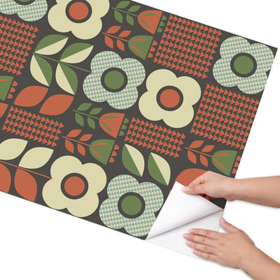 Coloray Meubel Wrap Folie - Groente Meubelfolie - 75x150 cm - Plakfolie Meubels Bloemenfolklore - Decoratiefolie Zelfklevend - Retro Meubelfolie - Meubelfolie Zelfklevend - Badkamer decoratie - Bloemen en planten