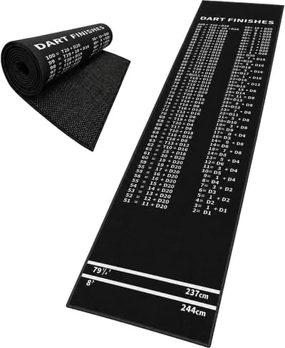Dartmat - 60x260 cm - antislip - zwart-wit