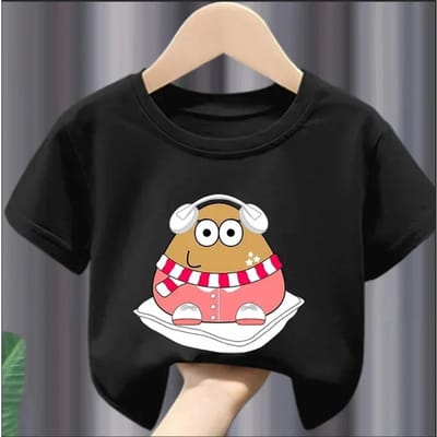 Kerst Schattig Mijn Huisdier Alien Pou Print Kinder T-shirts Cartoon Zomer Korte Mouw Baby T-shirts Tops Jongens Meisjes Kleding T-shirts Y2k 160 beige