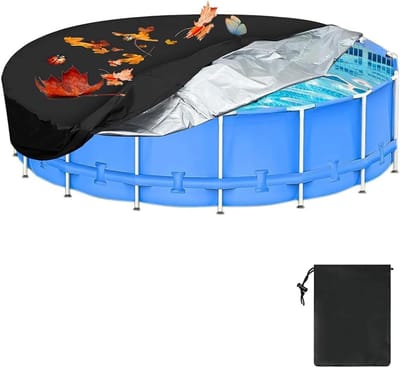 Zwembad afdekzeil - Ronde - 160x30cm - met Trekkoord en Opbergtas - stofdicht - UV-bestendige zwembadafdekking - afdekking voor hondenbad - opvouwbare - zwembadzeil - Buitenbad afdekking - zwart