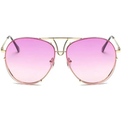 Lunettes de soleil vintage sans monture en alliage pour pilote d'aviation pour hommes et femmes, lunettes de soleil dégradées, lunettes de soleil ovales en métal pour femmes, noir marron as the photo