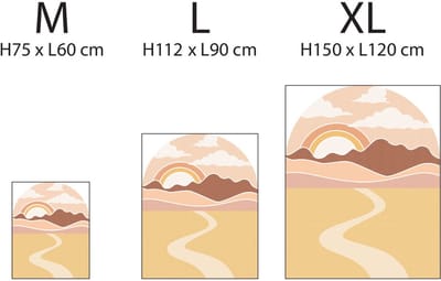 Voorgelijmd vliesbehang met gigantische muurschilderingen - CALIFORNIË: OPKOMENDE ZON MET WOESTIJN EN WOLKEN ONDER EEN BOOG - 112x90cm