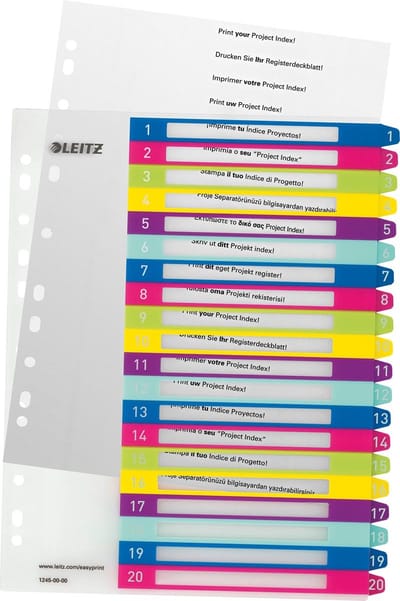 Leitz WOW printbare index, 20 tabs 6 stuks