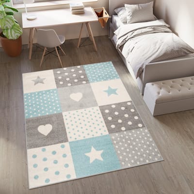 Tapiso Lazur Vloerkleed Beige Blauw Tiener Kinderkamer Tapijt Maat- 240x330