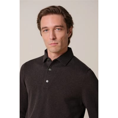 Profuomo Ppxj30003e polo one piece long sleeve dark brown