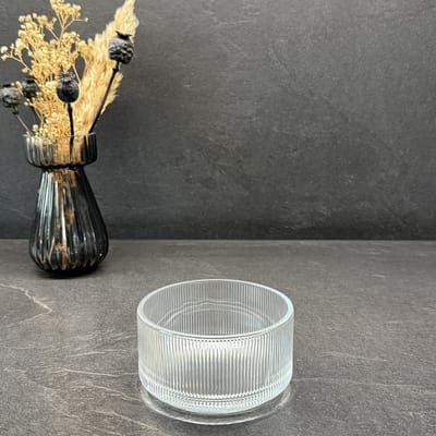 Bavary 1 – snackkom – Ribble – geribbeld glas – helder – 10 cm, vaatwasbestendig