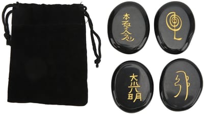 Dailygoods- Reiki-symbolen 4 Stuks - Kristal Stenen - Meditatie Decor - Geschenken - Chakra Balanceren - Handgegraveerde Symbolen - Helende Stenen