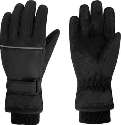 Winterhandschoenen（Kleur: Zwart + maat :L） voor kinderen, warme skihandschoenen, waterdicht en winddicht, verdikt, wintertijd, handschoenen, geschikt voor jongens en meisjes（ 8-10 jaar）