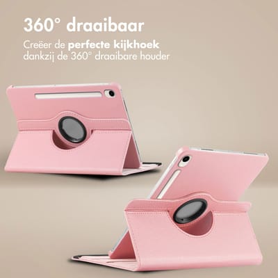 imoshion Tablet Hoes - Geschikt voor Samsung Galaxy Tab S10 FE / Galaxy Tab S9 11.0 inch FE / Galaxy Tab S9 11.0 inch / Galaxy Tab S10 Lite - 360° Draaibare Bookcase - Roze