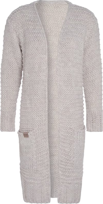 Knit Factory Alex Lang Gebreid Dames Vest - Grof gebreid beige damesvest - Cardigan voor de herfst en winter - Lang vest tot over de knie - Beige - 36/38