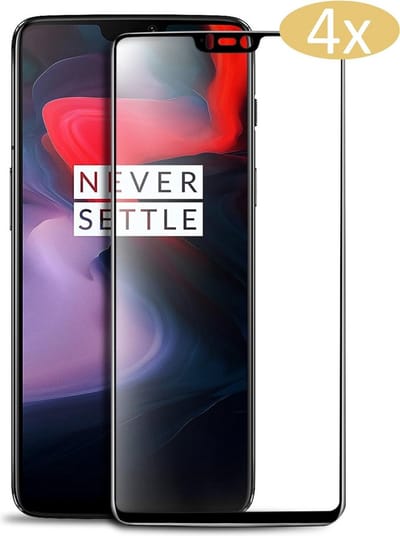 4 Stuks Screenprotector geschikt voor OnePlus 6 | Full Cover Volledig Beeld | Tempered Glass - van iCall