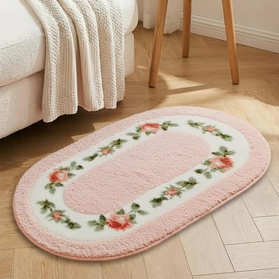 Dailygoods - Badkamerkleed Badmat, Fluffy Rozen Vloerkleed, Anti-Slip Douchemat, Wasbare Badkamermat, Kleurrijke Douchekleed, Vloermatten Voor Badkamer