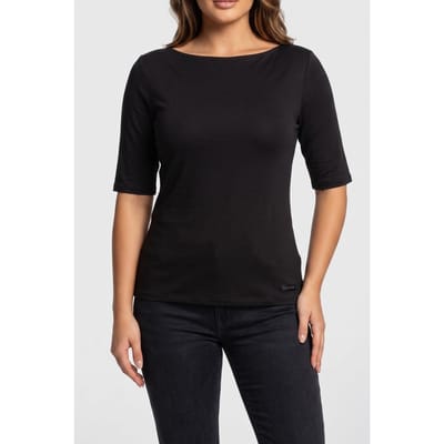 Calvin Klein Half Sleeve Supima Boat Top Black Taglia: XS | Maglie a manica lunga Outlet | Donna | Nero