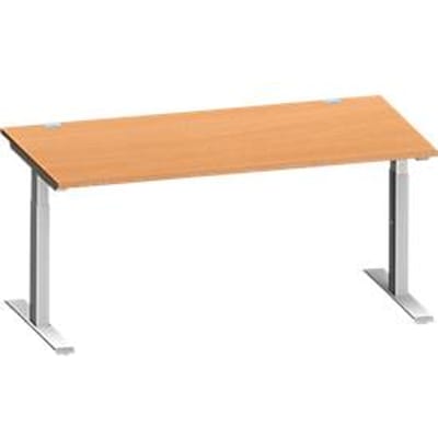 Schäfer Shop Genius bureau MODENA FLEX, rechthoekig, T-poot rechthoekige buis, B 1600 x D 800 x H 650-850 mm, beuken/wit alu