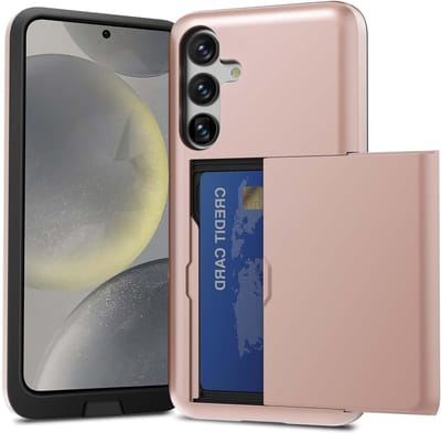 Hoesje Geschikt voor Samsung S25 / S24 Hoesje Rose Goud - shockproof Backcover met pasjeshouder - Ruimte voor 2 pasjes