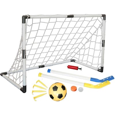 MASTER doel 94 x 61 x 48 cm met accessoires - bal en hockey sticks