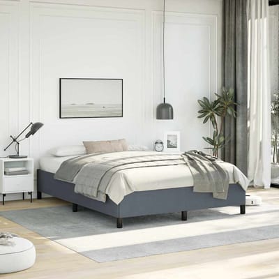 vidaXL - Bedframe - zonder - matras - donkergrijs - 137x190 - cm - fluweel