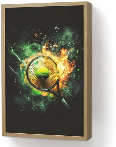 Nachtlampje 40x60 cm - Kinder lamp - Tennis - Racket - Vuur - Groen - Tafellamp kinderkamer draadloos - Slaapkamer lampje - Bedlamp kinderen - Kinderlampje - Wandlamp babykamer - Nachtlampjes