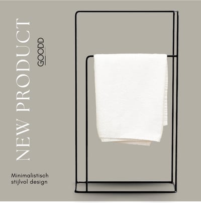 GOODD® - Handdoekrek - Handdoekhouder - Vrijstaand - Zwart - Rvs