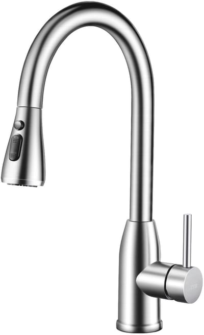 Dailygoods - ZYB Keukenmengkraan met Uittrekbare Nevel, 3 Nevelstanden, 360°Draaibare Gootsteenkranen, 1 Gats Enkelvoudige Hendel Uittrekbare Mengkraan Keukengootsteen Barkraan, Geborsteld Roestvrij Staal