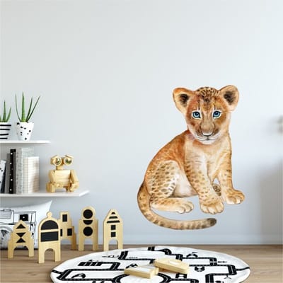 Stickerkamer - Muursticker - Welpje - Baby Leeuw - Jungle - Babykamer - Kinderkamer - Jongenskamer - Meidenkamer - Waterverfstijl - Decoratie