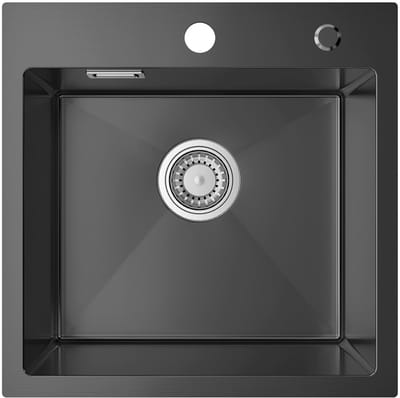 SOFETIY MAX Spoelbak voor keuken 45 x 45 cm - Vierkante Antraciet Gootsteen - Spoelbakken Keuken voor Inbouw of Bovenmontage