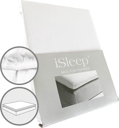 iSleep Molton Topper - 100% Katoen - Tweepersoons - 140x200 cm - Wit