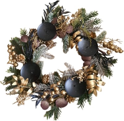 House of Seasons Kerst Krans Advent  met kaarsenhouders goud, D55cm