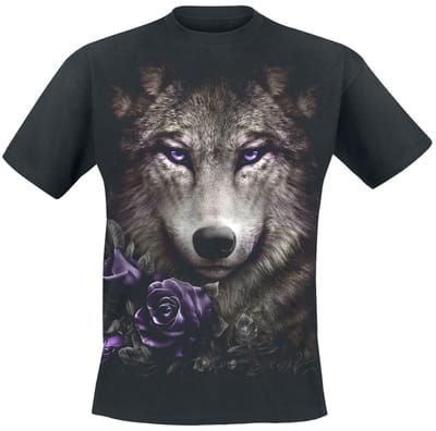 Spiral - Gothic T-shirt - Wolf Roses - S tot XXL - voor Mannen - zwart