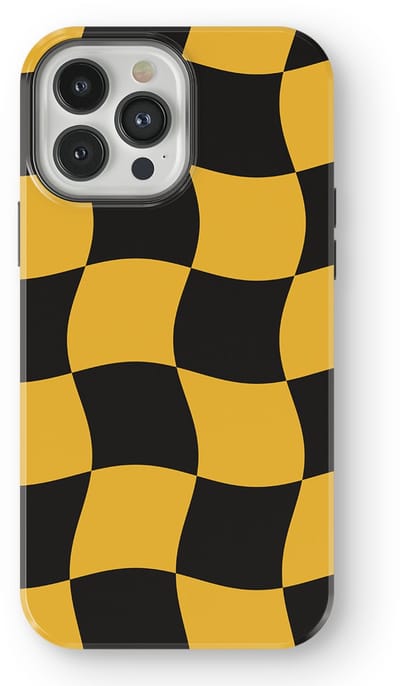 Checkered Warp Hoesje geschikt voor iPhone 13 Pro | Geschikt Voor Mag | Uniek Design Hoesje | Beschermhoes geschikt voor iPhone 13 Pro Yellow Rush