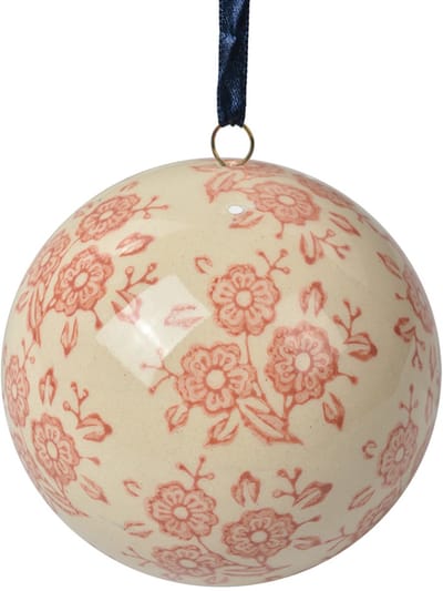 Clayre & Eef Decoratie Hanger Ø 8 cm Beige Keramiek Bloemen