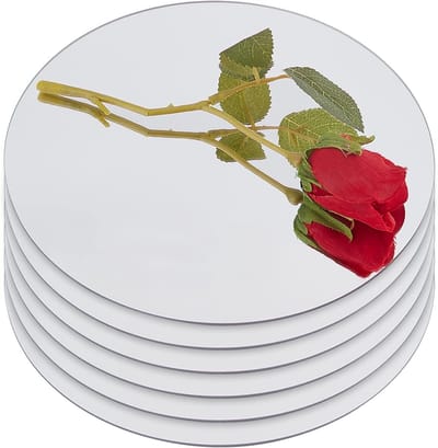 6 stuks 20 cm ronde spiegelplaat 4 mm dik glas ronde spiegel trays kaars platen tegels muurstickers voor tafel centerpieces woondecoratie