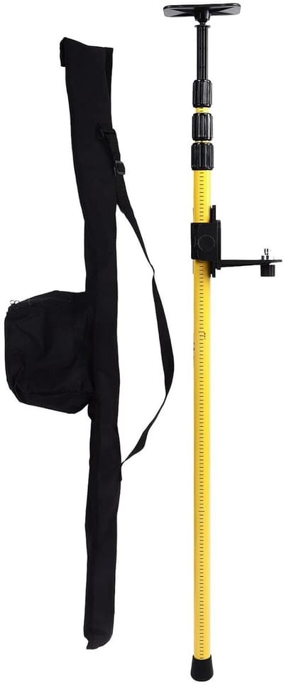 Telescoopstang 2.8m, Verstelbare Telescoopstang met Beugel, Nivelleerstang voor Precisie en Stabiliteit, Geschikt voor 1/4 Inch en 5/8 Inch Draadschroef